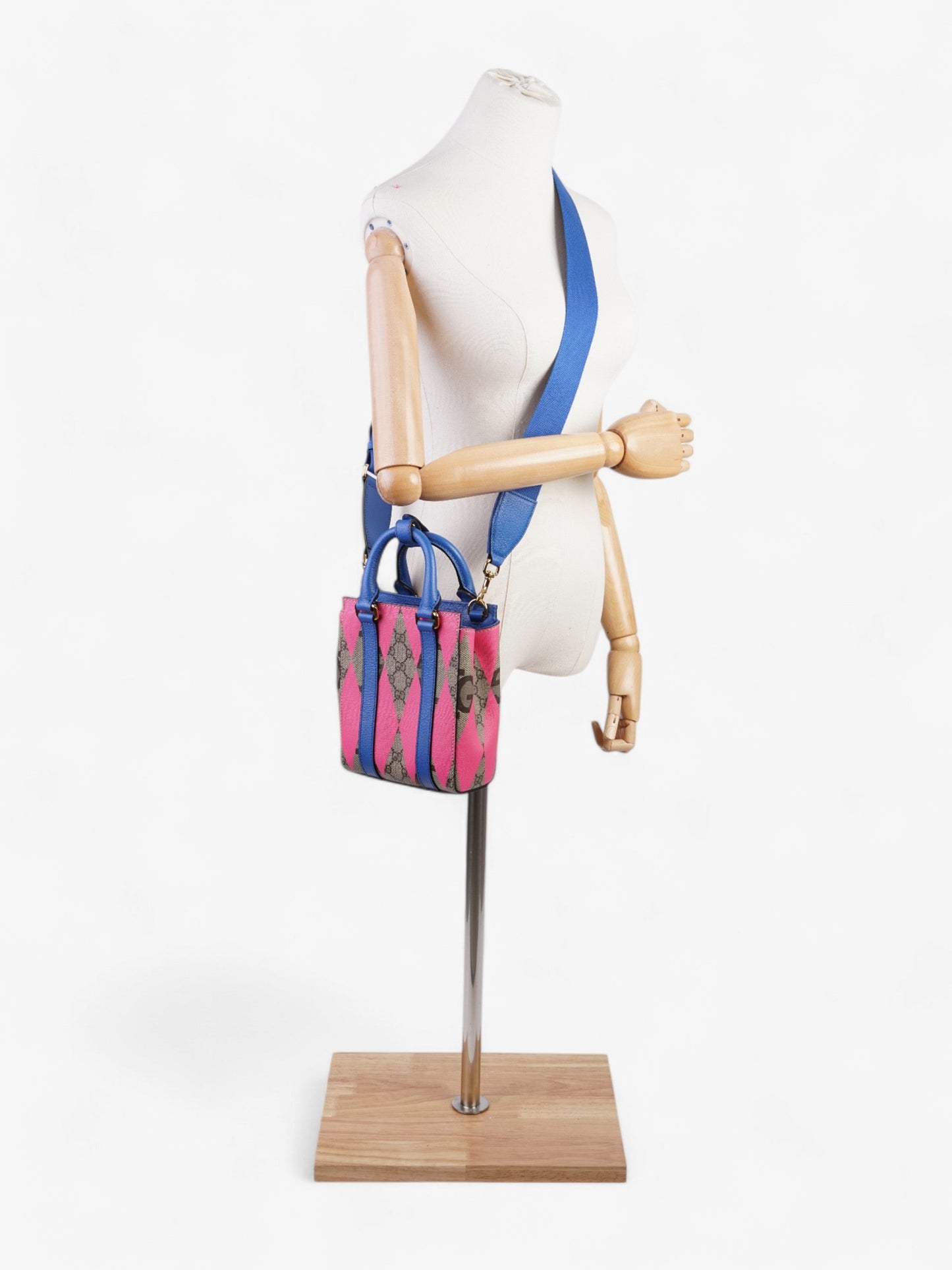 Gucci Rhombus Printed GG Blue / GG Supreme / Pink Canvas Mini