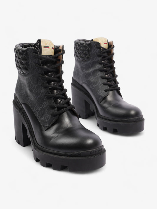 Gucci GG Ankle Boot 5.5cm Black Coated Canvas EU 39 UK 6