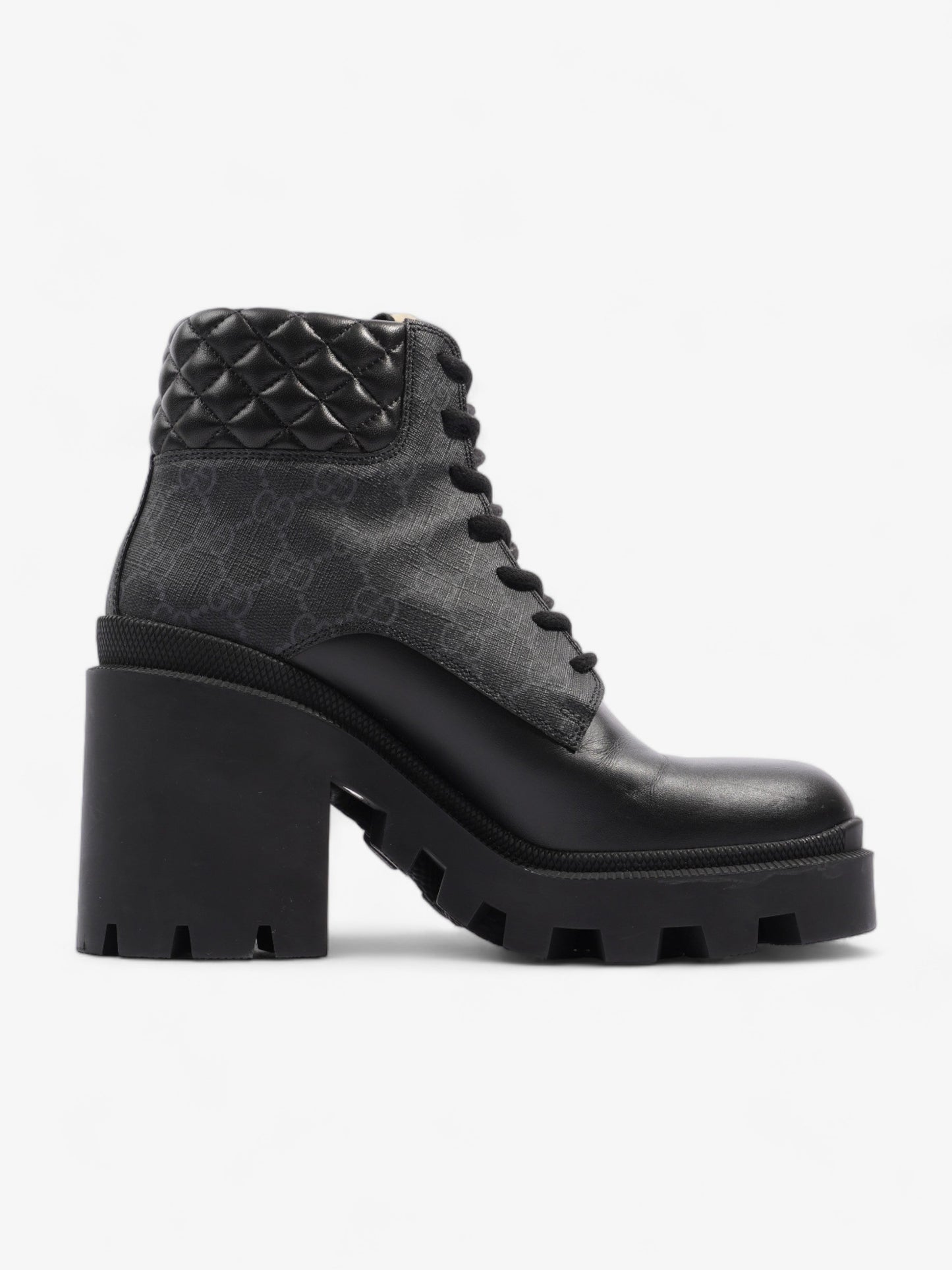 Gucci GG Ankle Boot 5.5cm Black Coated Canvas EU 39 UK 6