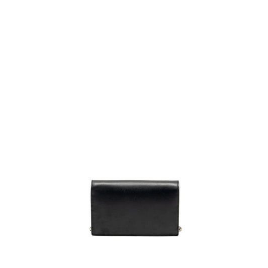 Gucci flap wallet on chain calfskin black SHW