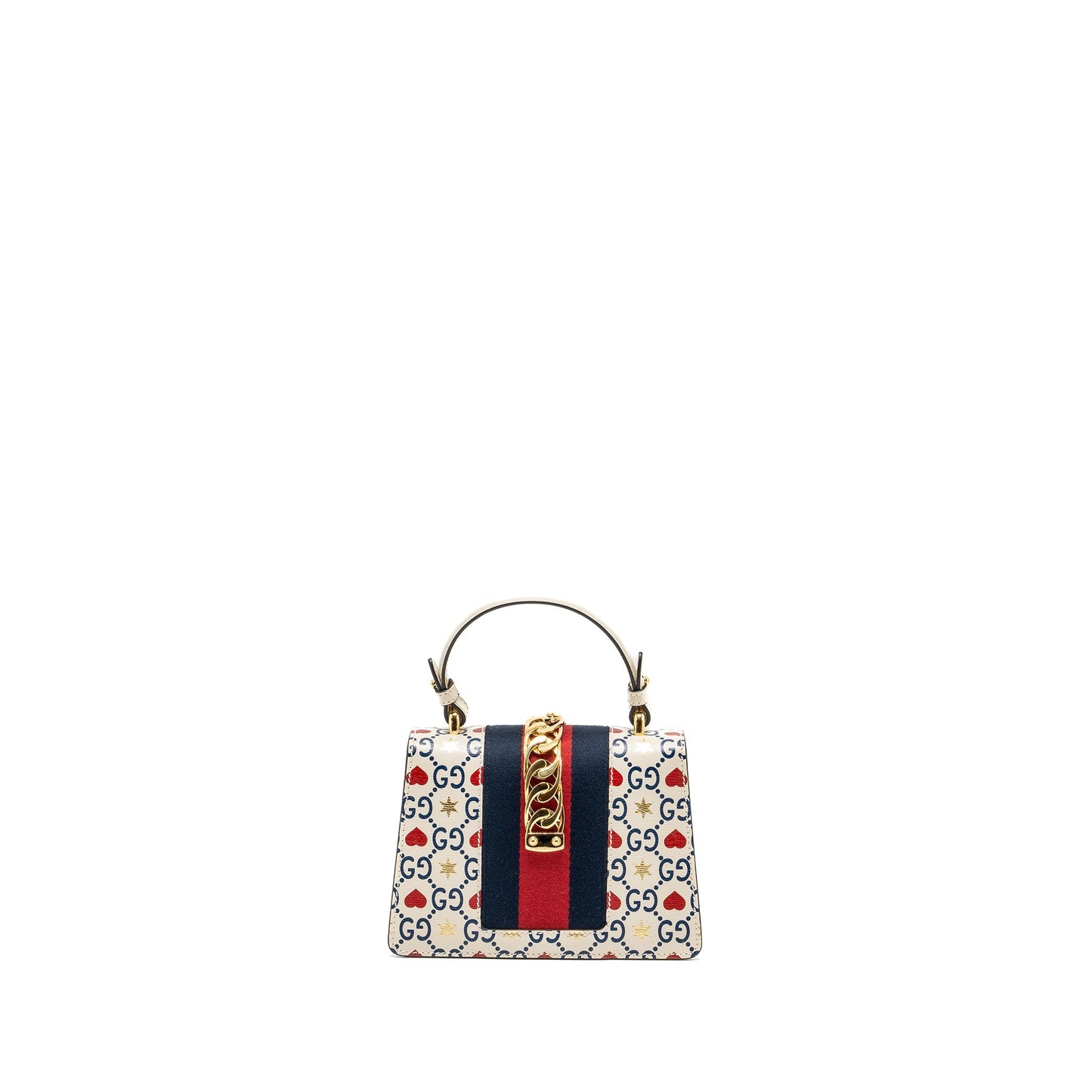Gucci Mini top handle Sylvie tote bag with heart print limited white multicolor