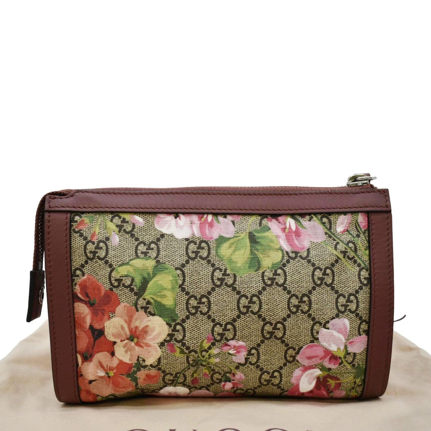 GUCCI GG Blooms Small Monogram Canvas Cosmetic Case Dry Rose 475898