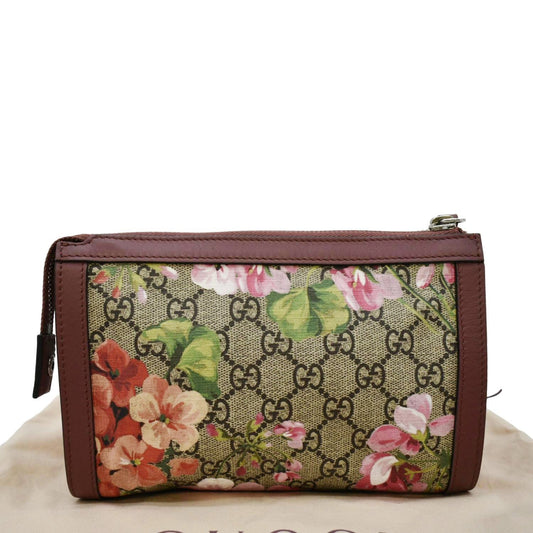 GUCCI GG Blooms Small Monogram Canvas Cosmetic Case Dry Rose 475898