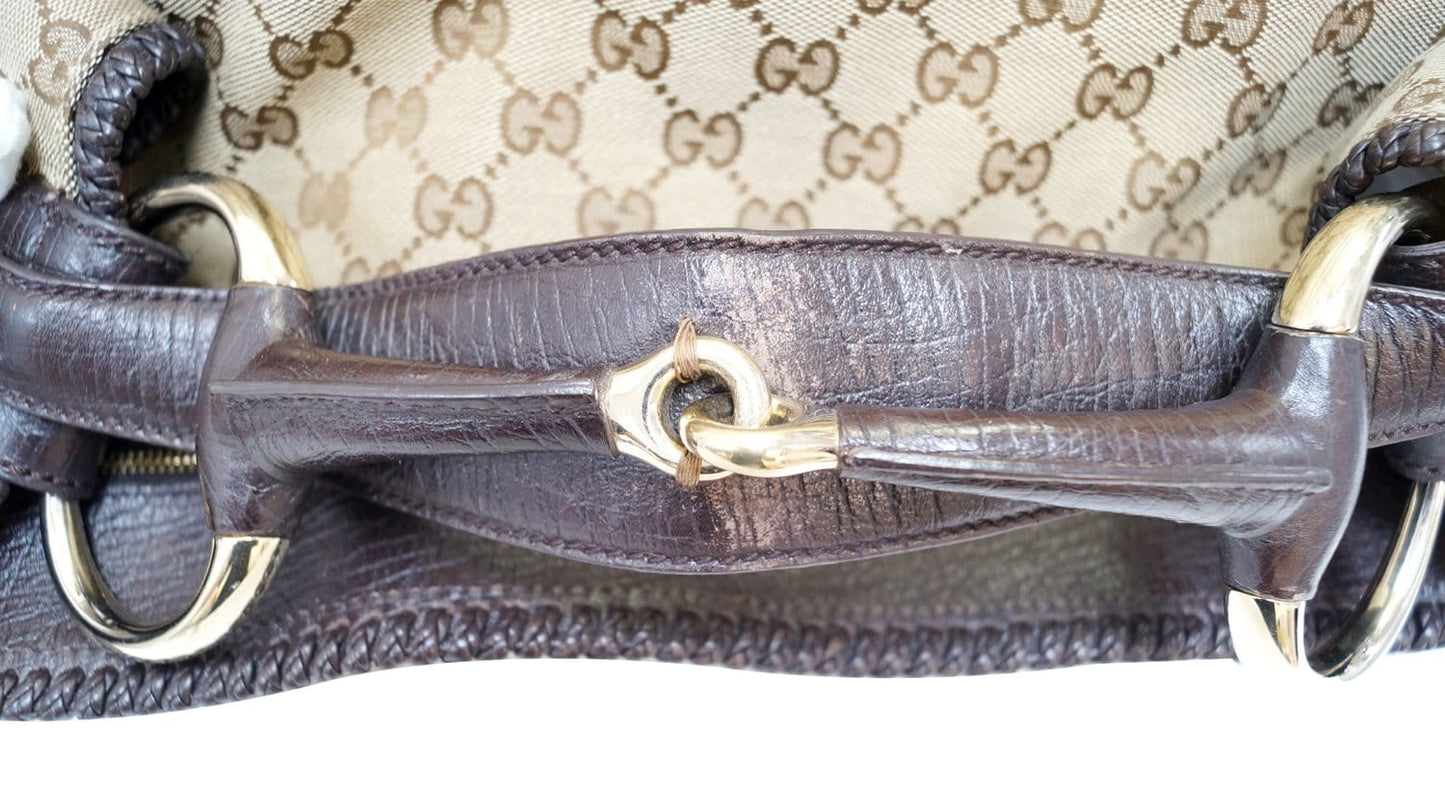 GUCCI GG Canvas Horsebit Large Hobo Bag 114900