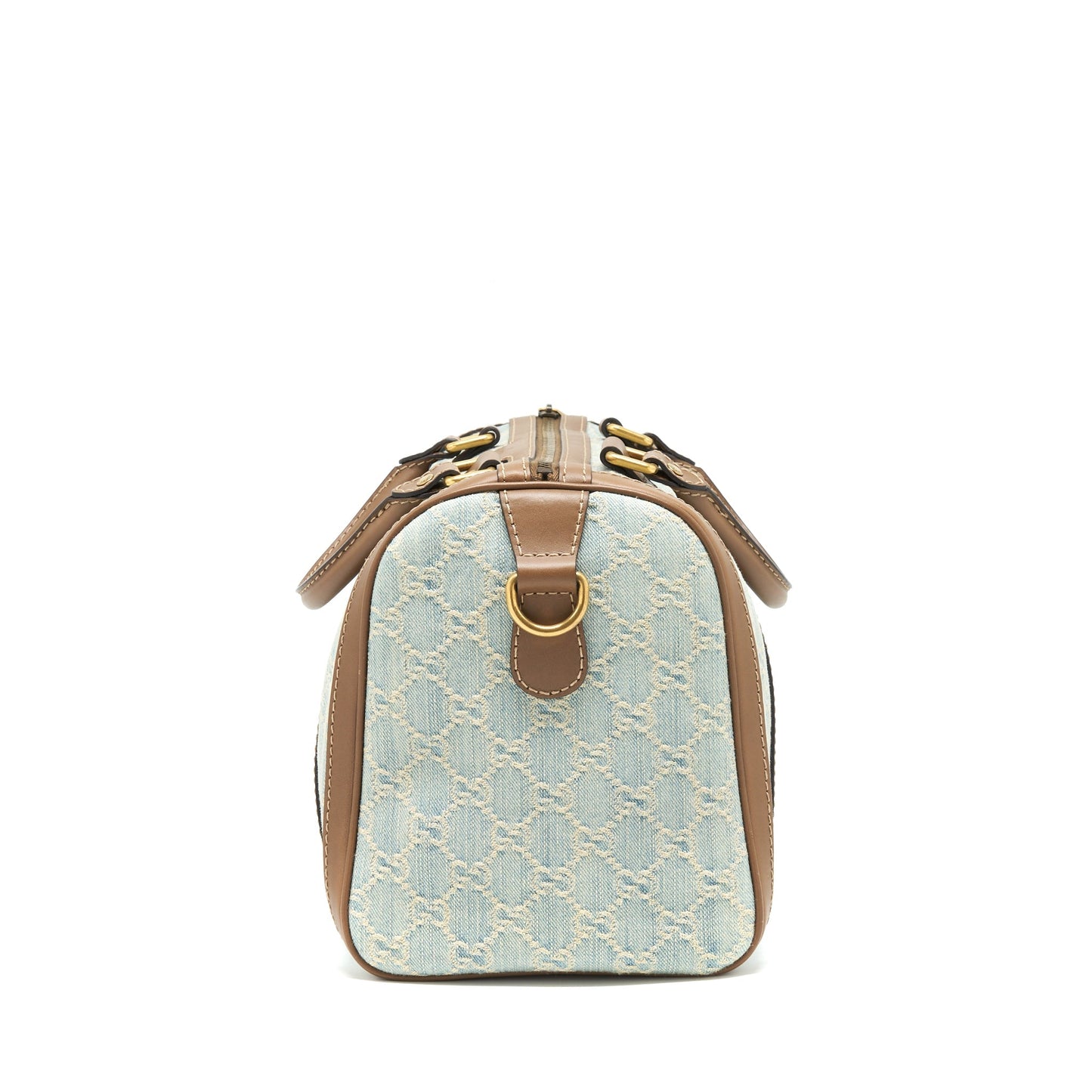 Gucci GG Denim Boston Bag With Cross Body Strap