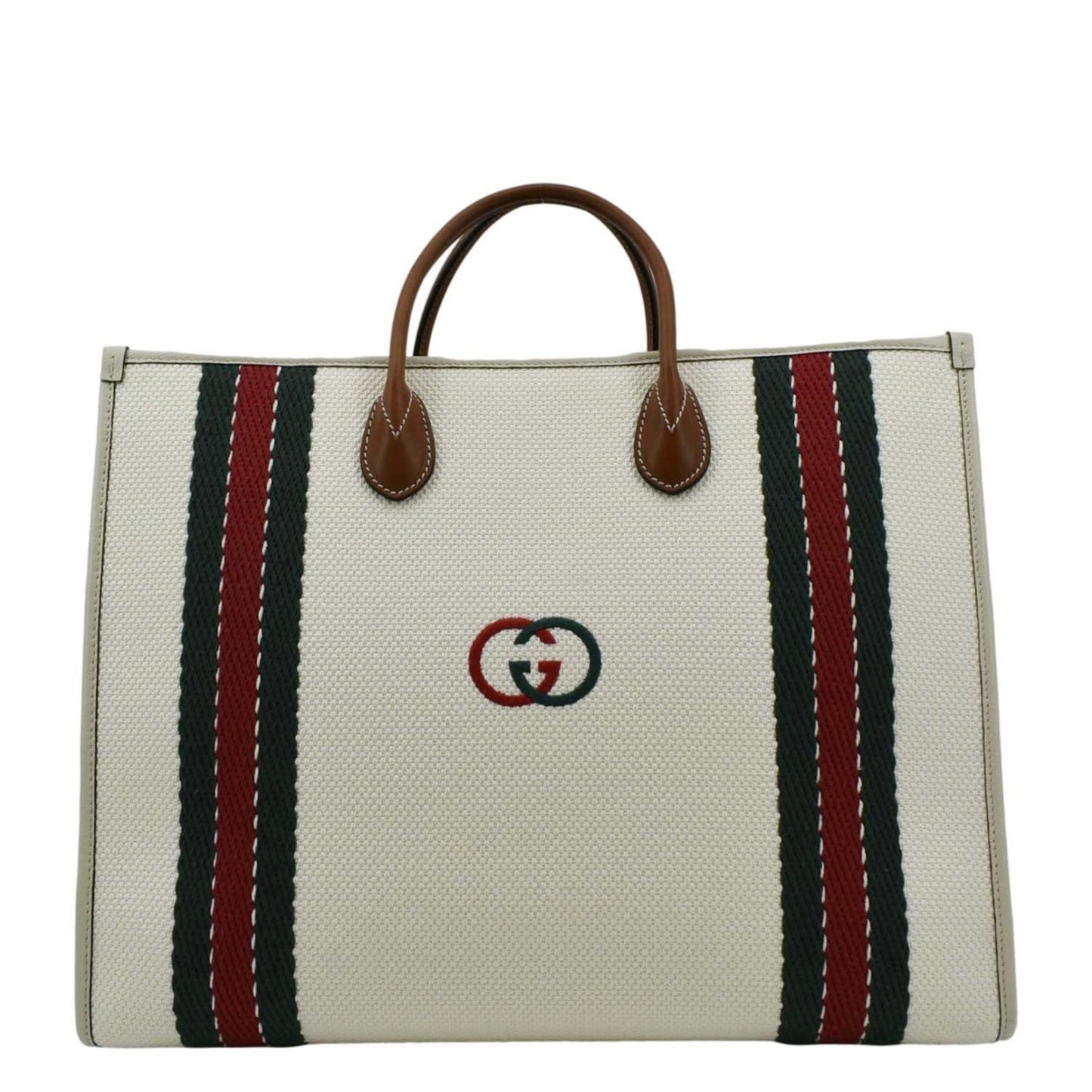 GUCCI GG Interlocking Canvas Web Shoulder Bag White 701733
