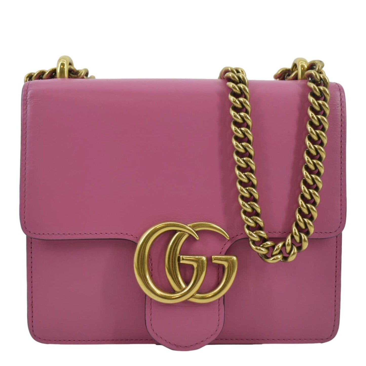 GUCCI GG Interlocking Leather Chain Shoulder Bag Pink 431384