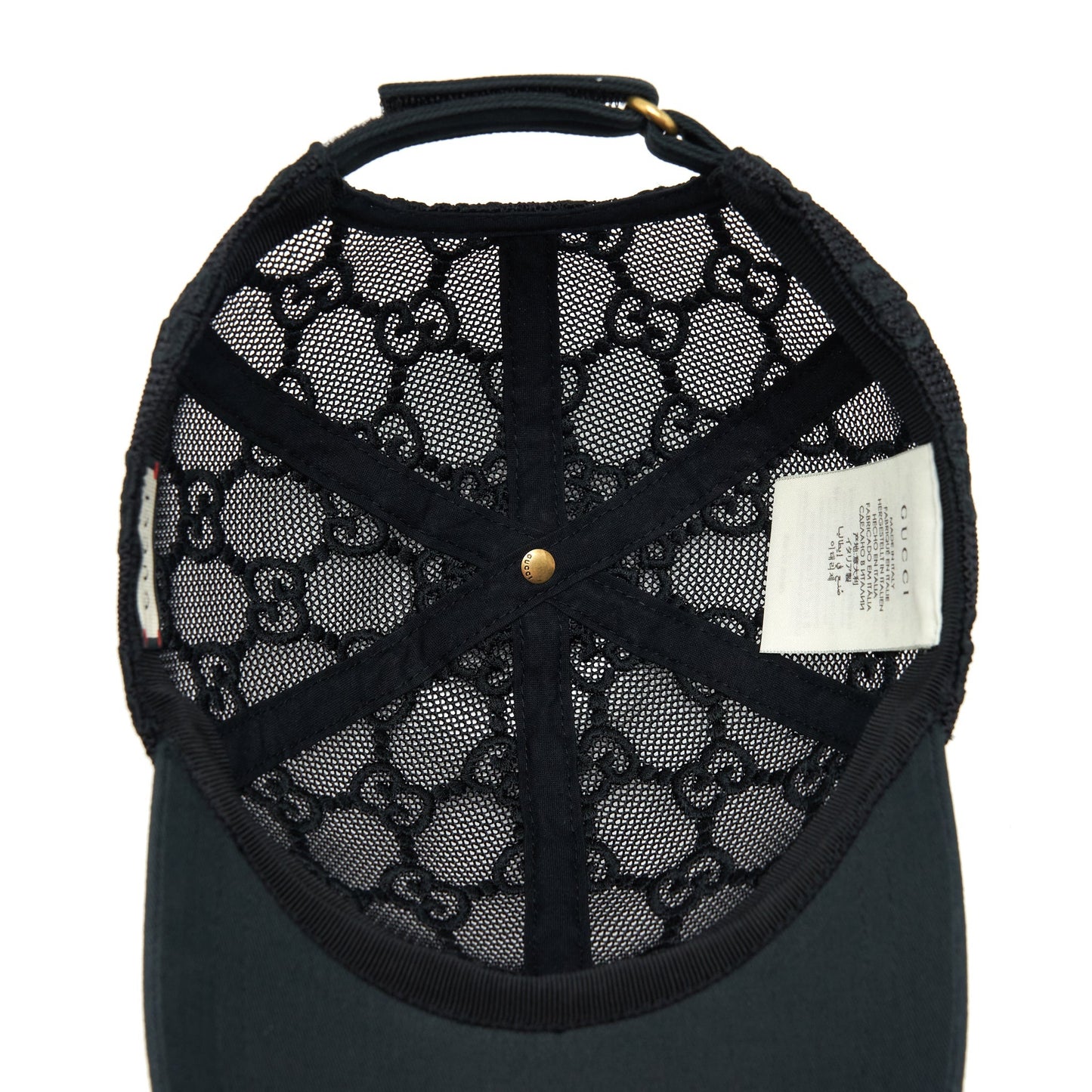 Gucci GG Embroidered Baseball Hat Black GG Net And Cotton Drill
