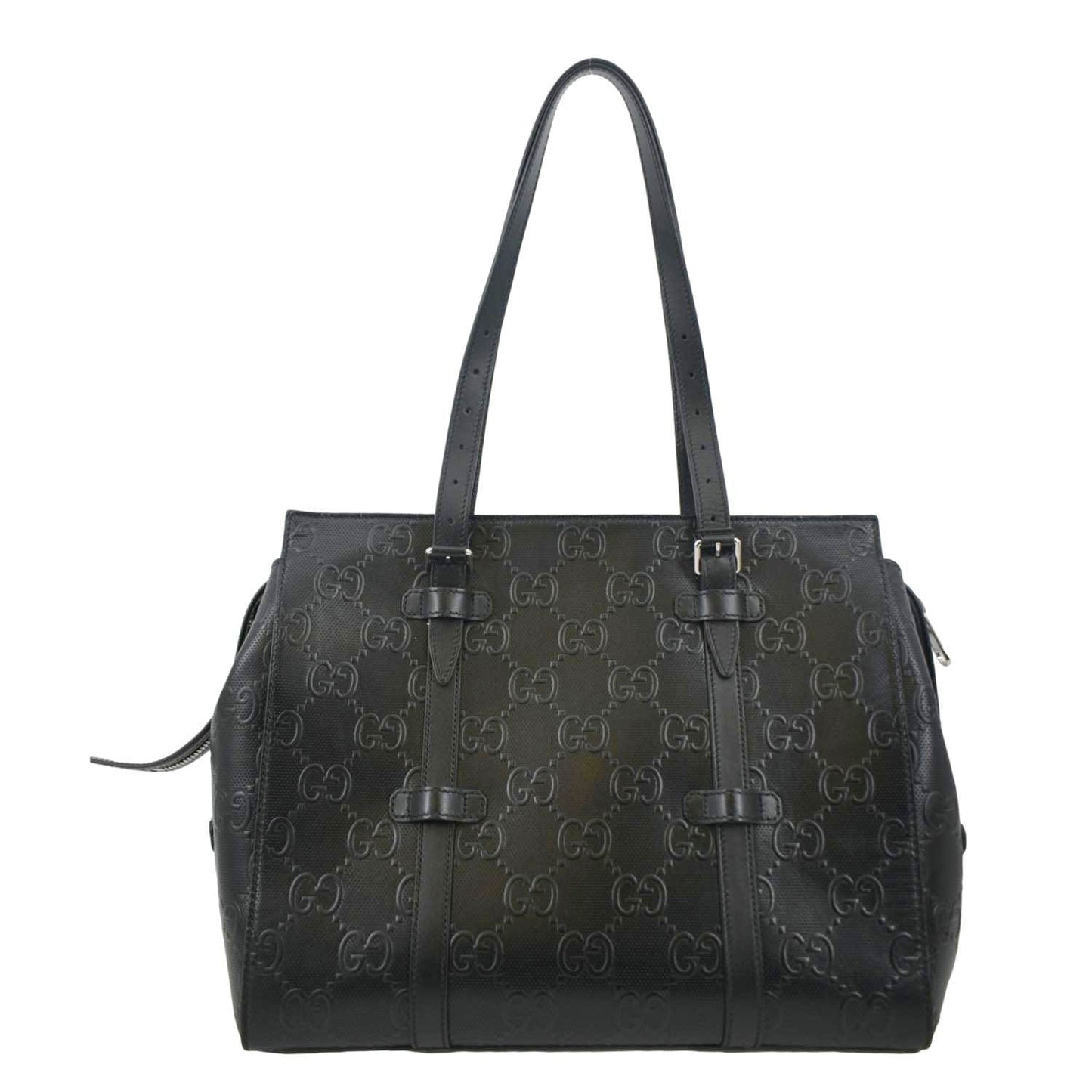 GUCCI GG Embossed Leather Tote Bag Black 232947