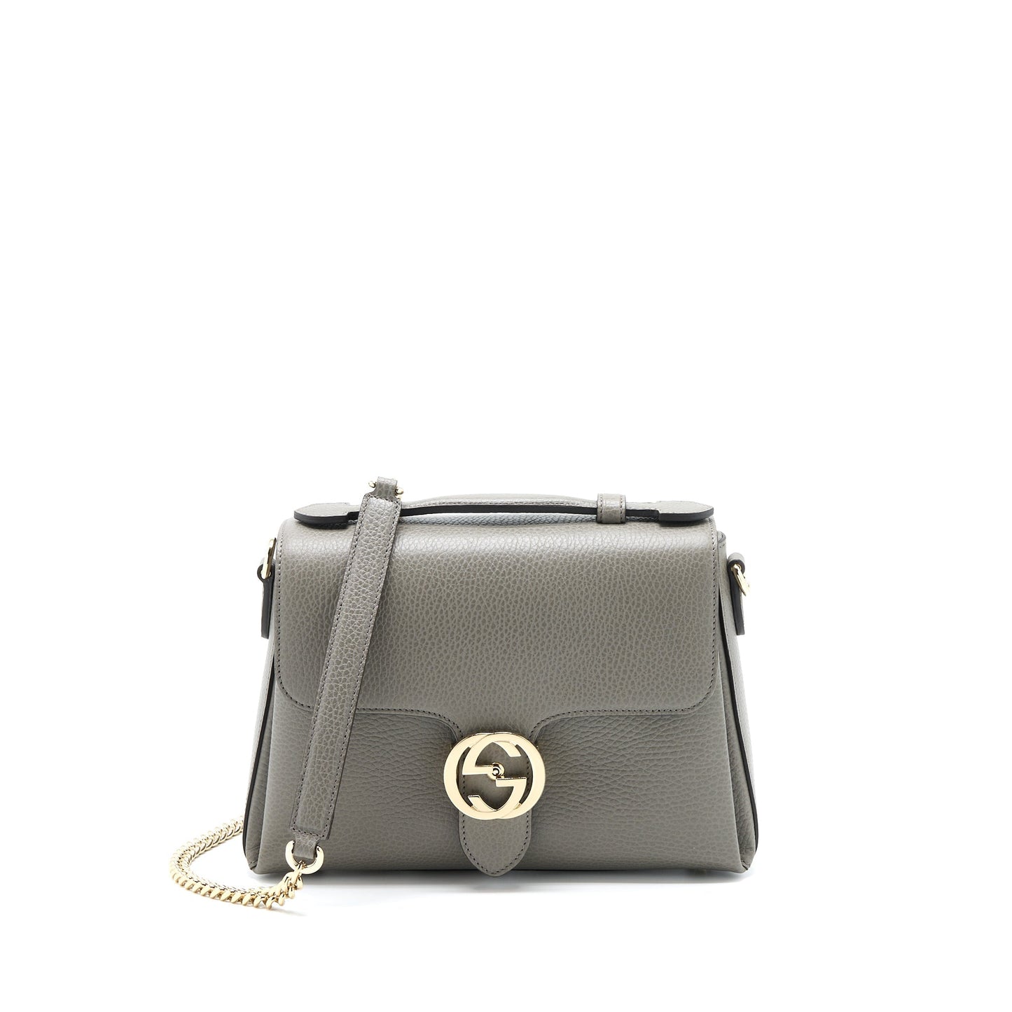 Gucci GG Top Handle Bag Caflskin Grey L