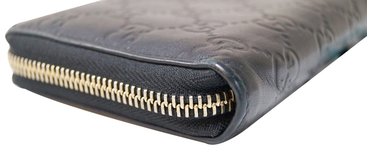GUCCI GG Guccissima Leather Black Long Wallet