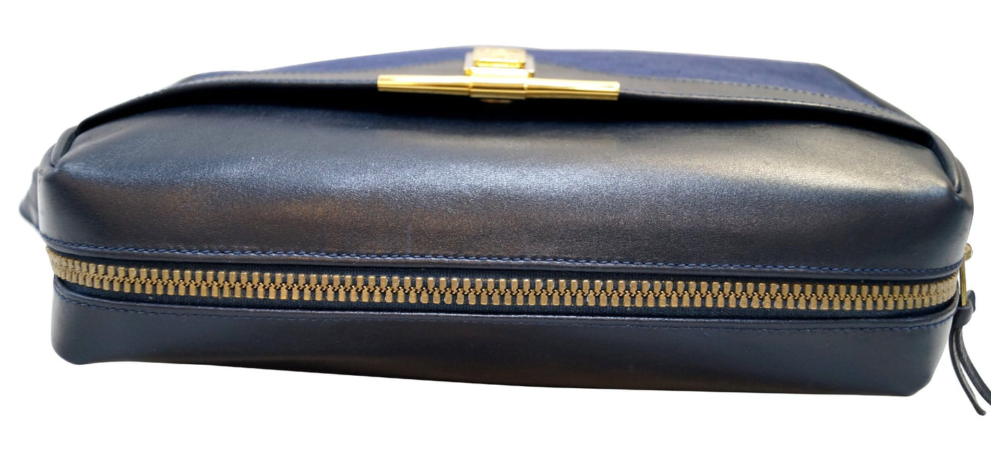 Gucci GG Canvas Blue Messenger Bag Vintage