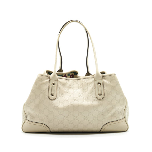 Gucci Monogram Leather Shopping Tote Bag Creamy Beige