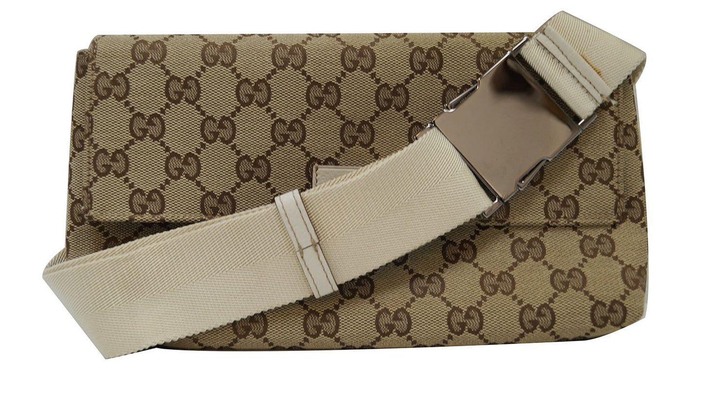 GUCCI GG Canvas Brown Waist Bum Bag 146304