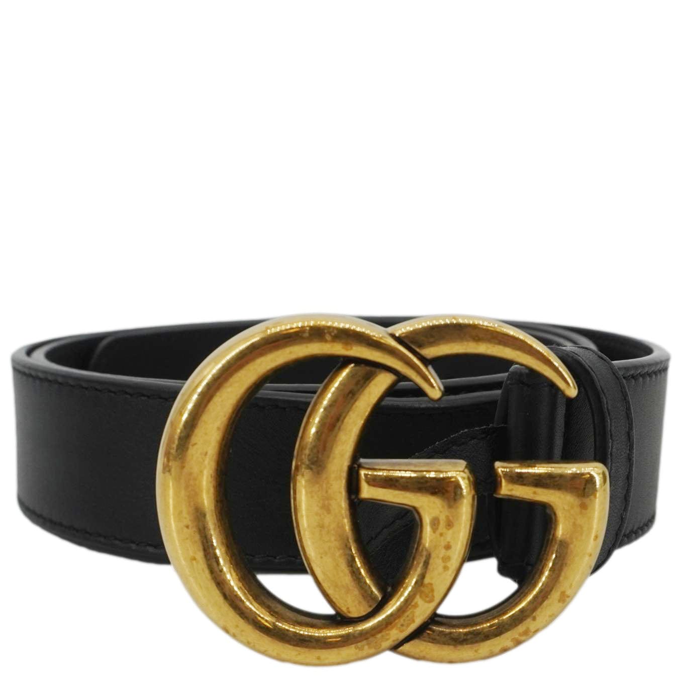 GUCCI GG Buckle Leather Belt Black 525040 Size 85/34