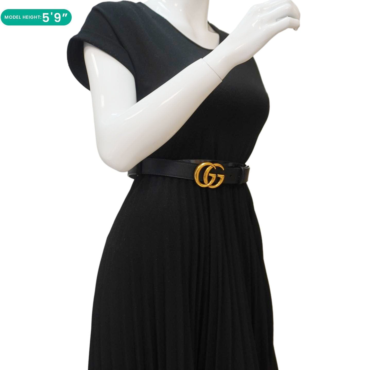 GUCCI GG Buckle Leather Belt Black 525040 Size 85/34