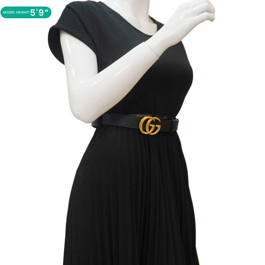 GUCCI GG Buckle Leather Belt Black 525040 Size 85/34