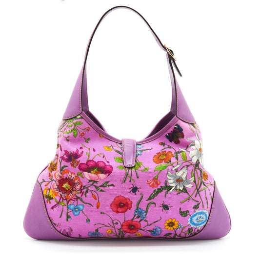 Gucci Flora Jackie Bag Canvas And Leather Multicolour