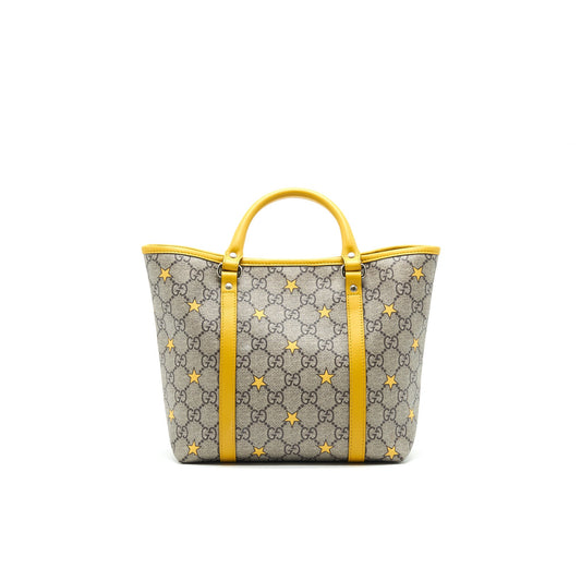 GUCCI Kid's GG Supreme Tote Bag Yellow Star