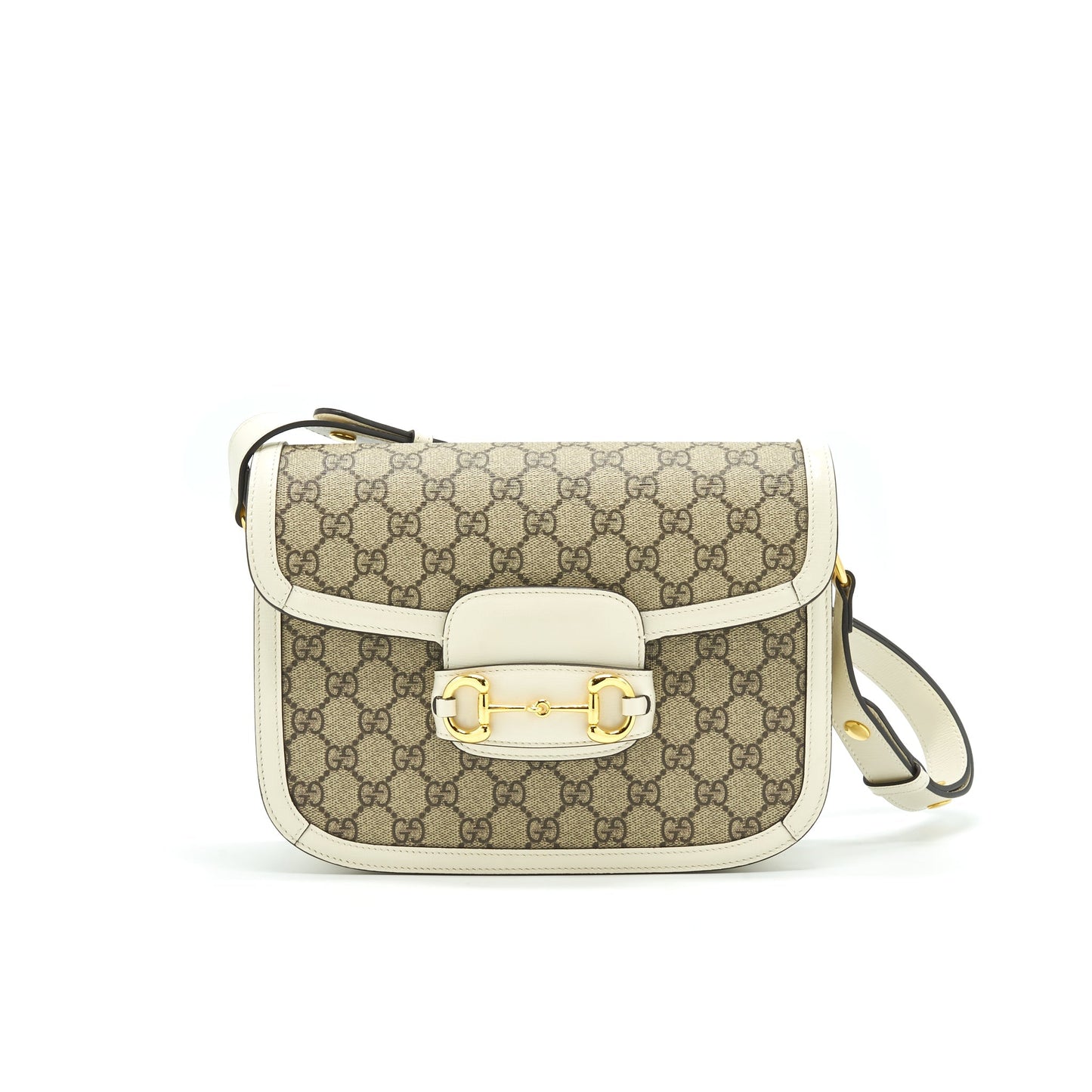 Gucci Horsebit 1955 Small Shoulder Bag White Leather