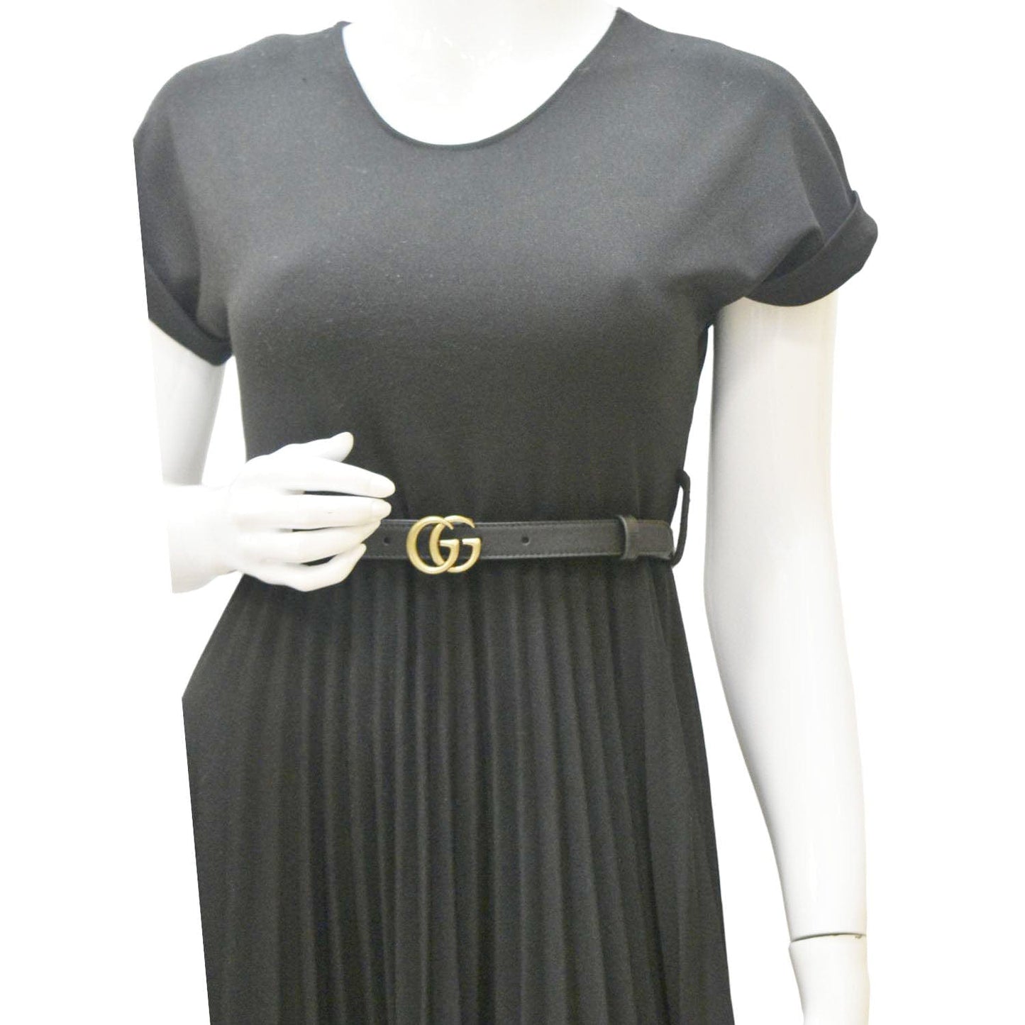 GUCCI Double G buckle Marmont Reversible Leather Belt Black 404912 Size 70.28