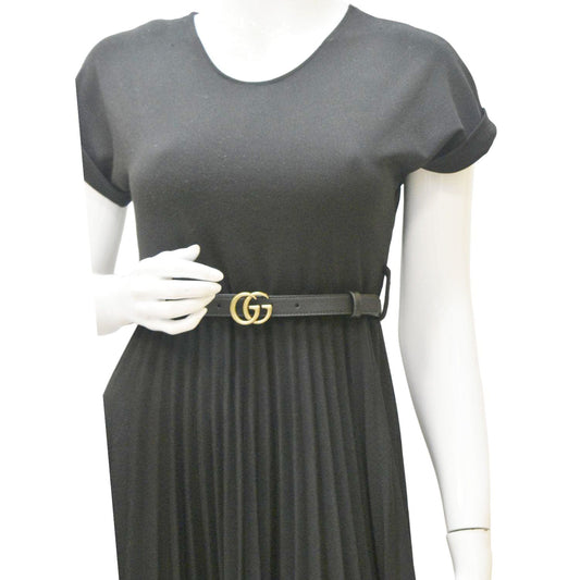 GUCCI Double G buckle Marmont Reversible Leather Belt Black 404912 Size 70.28