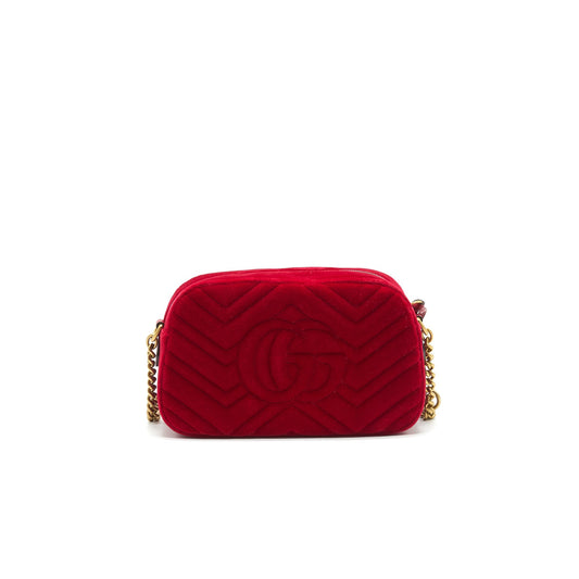 Gucci Marmont Valvet Camera Bag Red