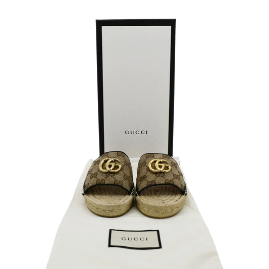 GUCCI Espadrilles GG Canvas Mules Beige 620120