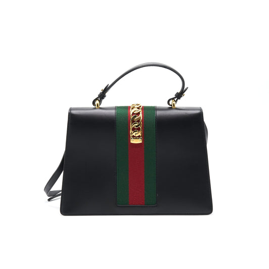 GUCCI SYLVIE MEDIUM TOTE BAG BLACK
