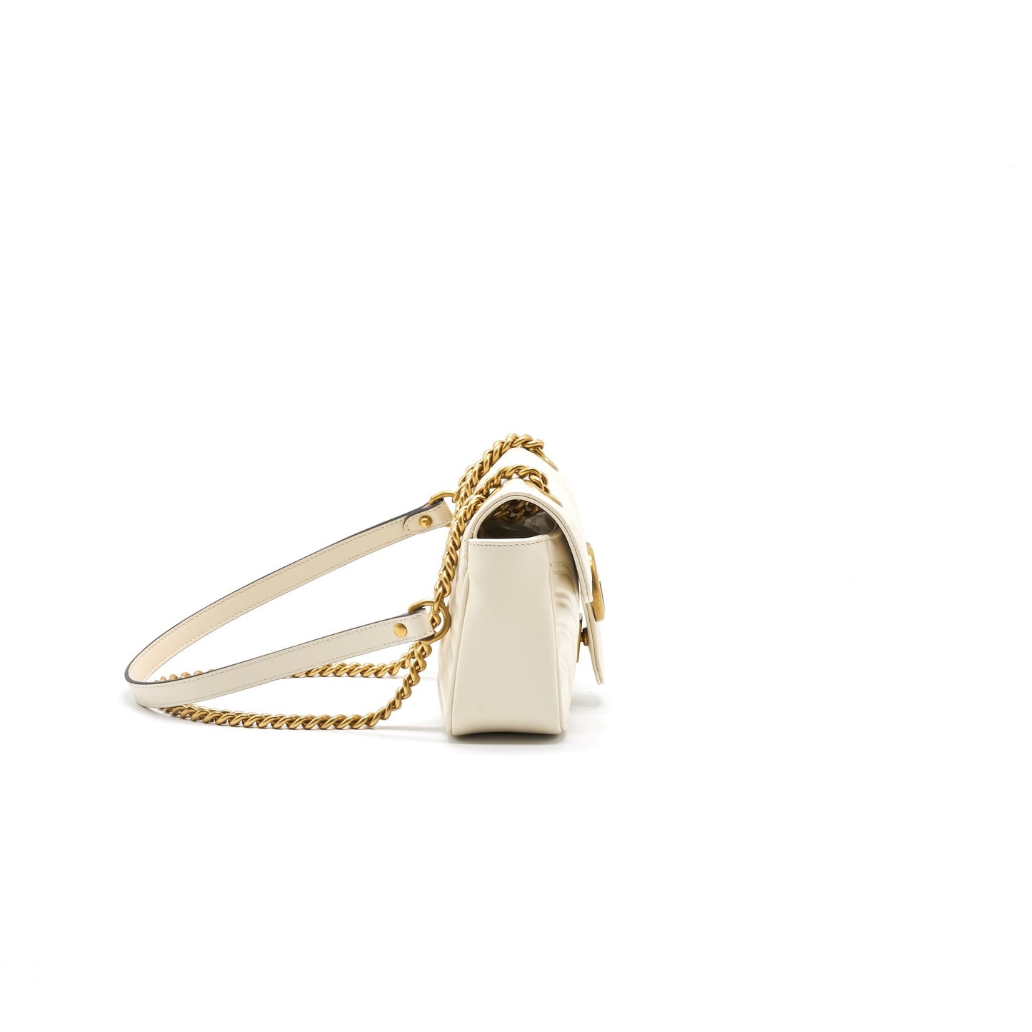 GUCCI GG MARMONT MINI BAG WHITE WITH GOLD
