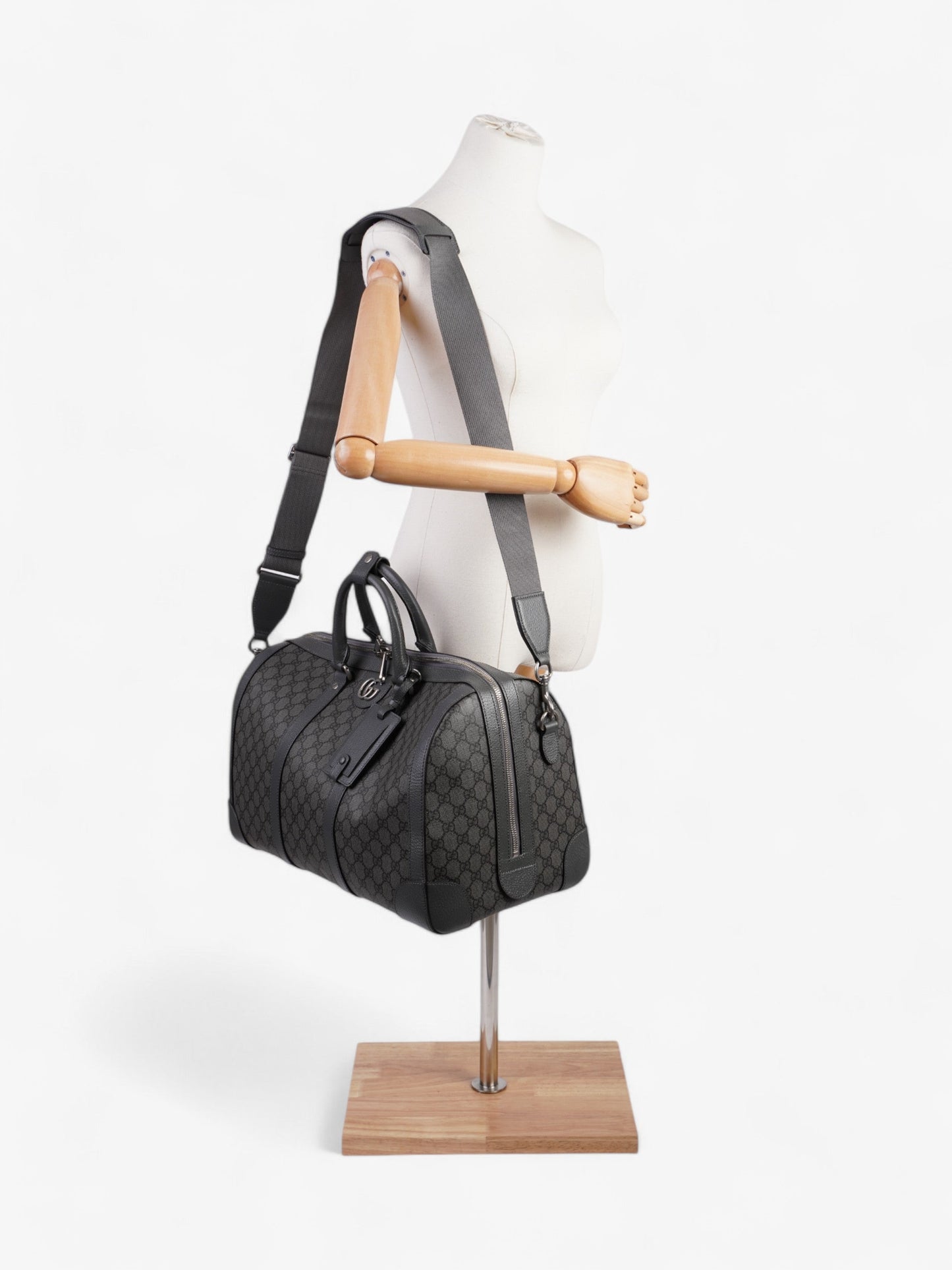 Gucci Ophidia Duffle Bag GG Supreme / Grey Coated Canvas Large