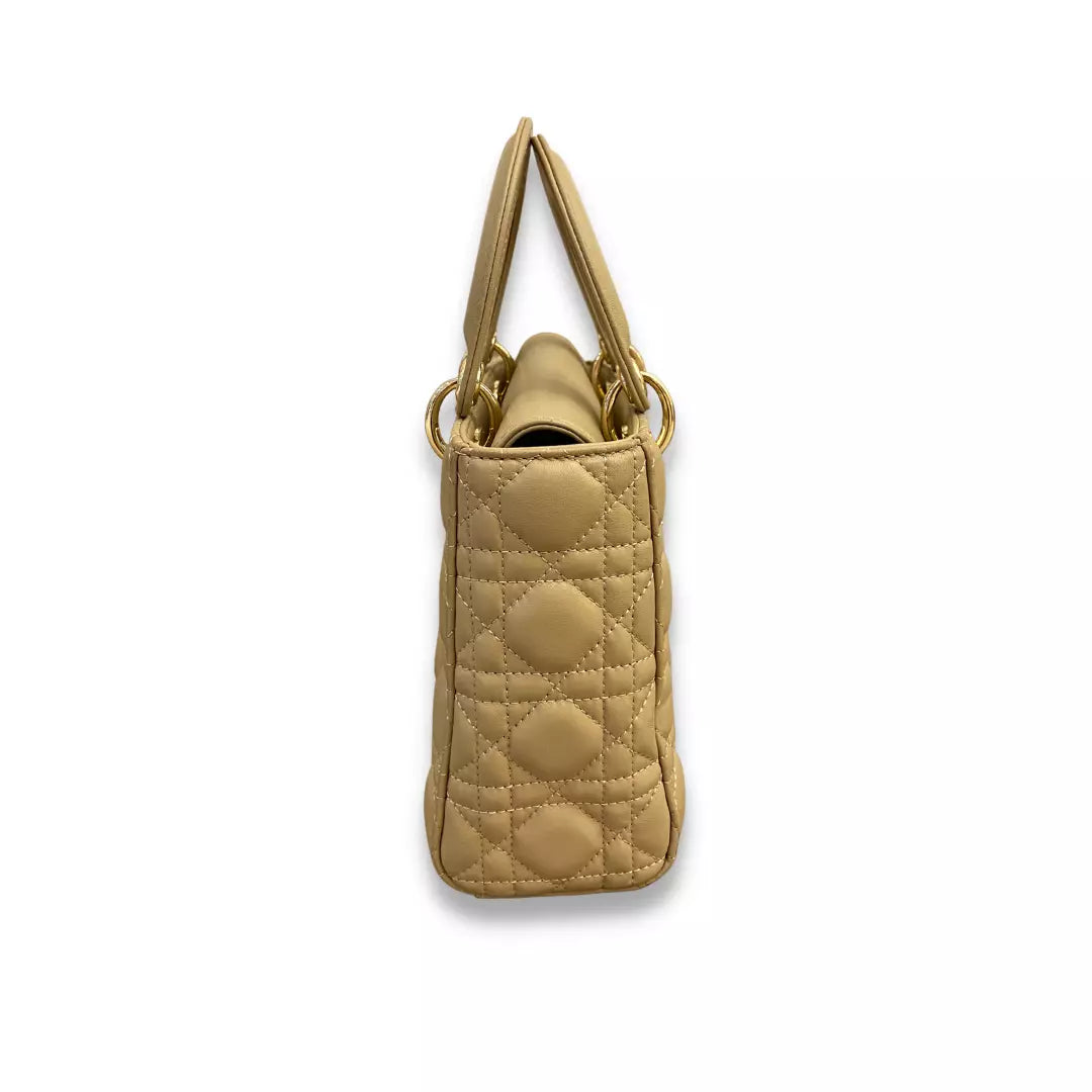 DIOR BEIGE LEATHER LADY DIOR SMALL BAG