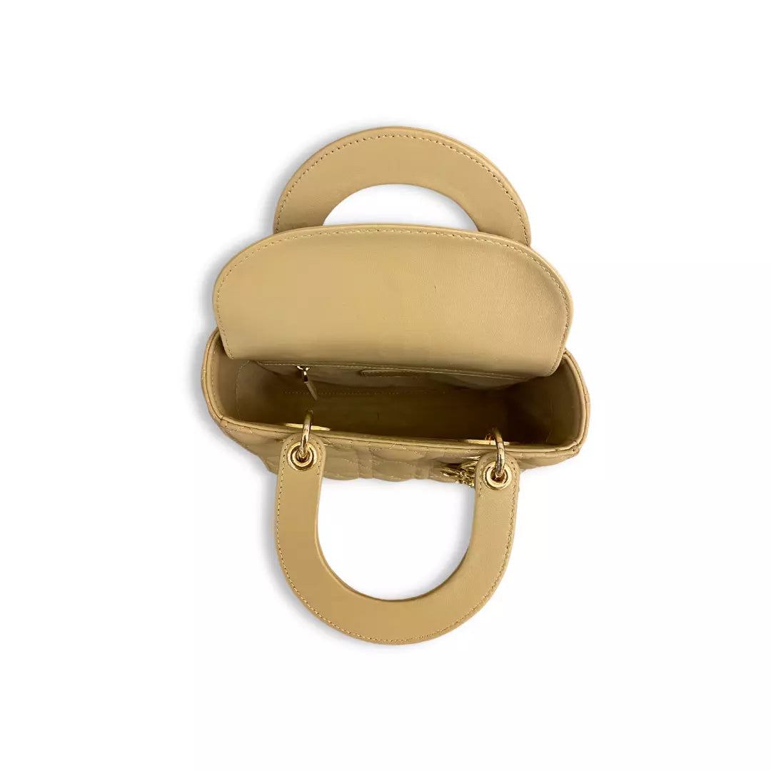 DIOR BEIGE LEATHER LADY DIOR SMALL BAG
