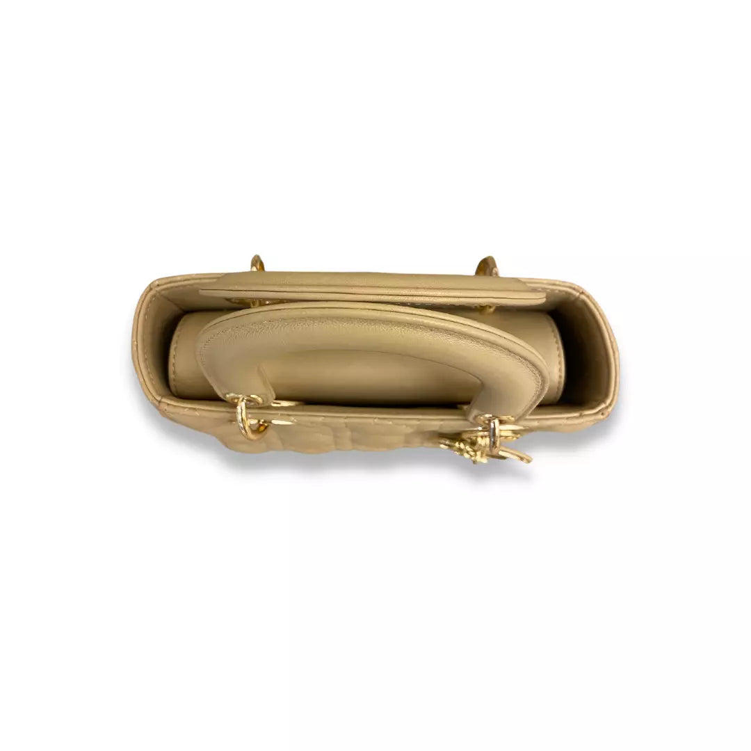 DIOR BEIGE LEATHER LADY DIOR SMALL BAG