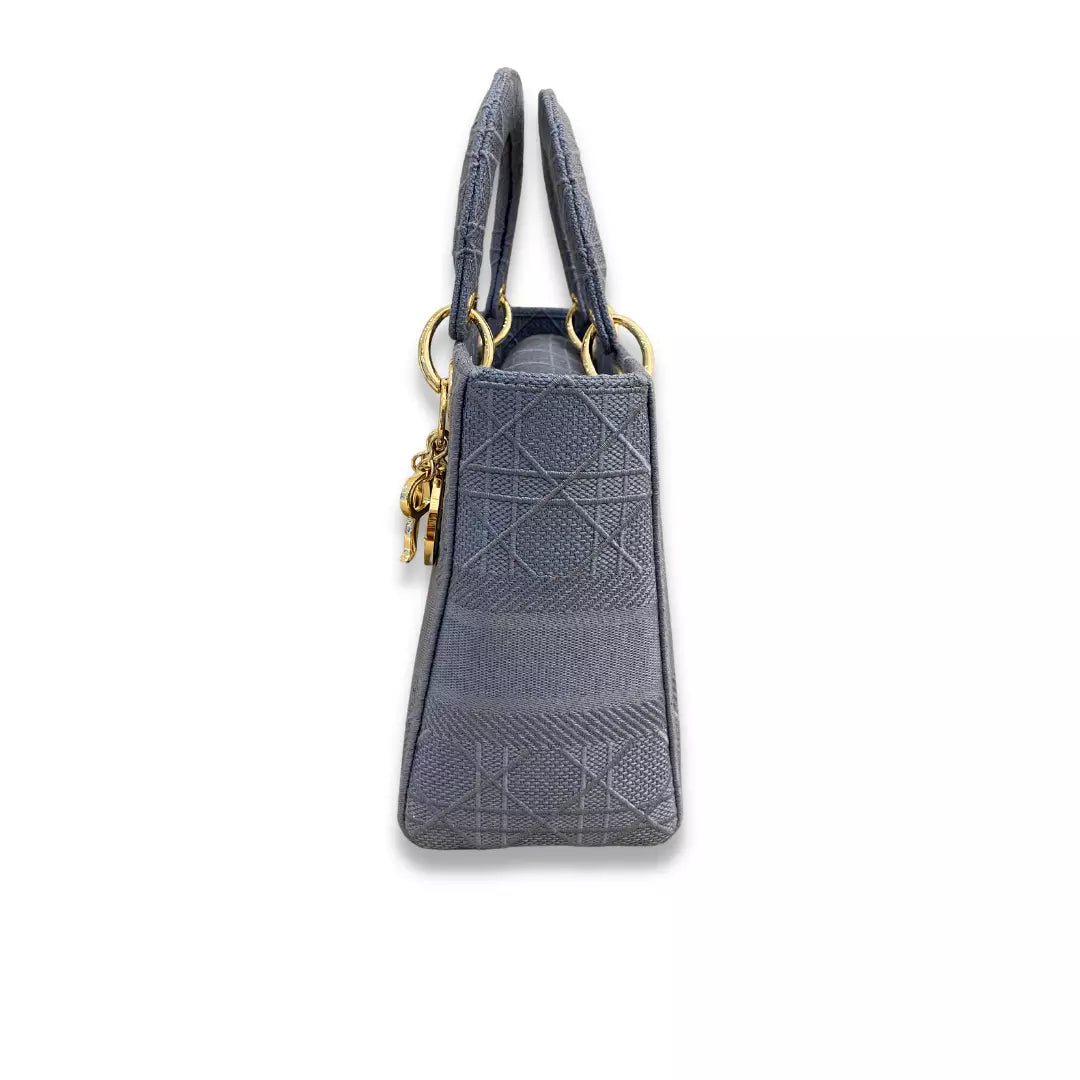 DIOR BLUE CANNAGE LADY D-LITE MEDIUM BAG