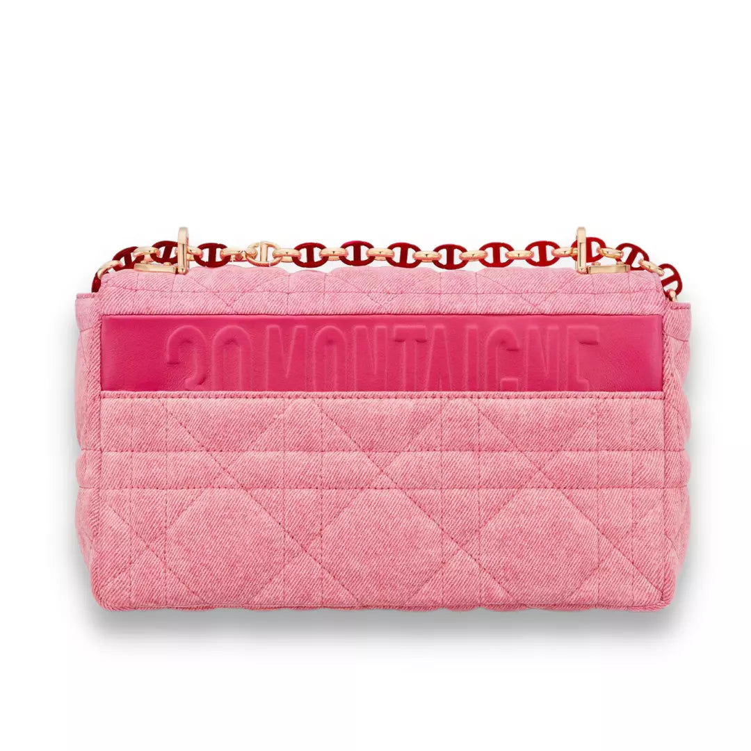 DIOR PINK MACROCANNAGE DENIM CARO BAG