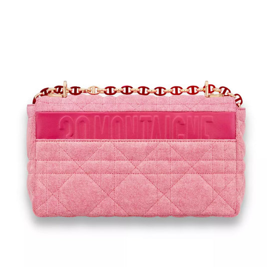 DIOR PINK MACROCANNAGE DENIM CARO BAG