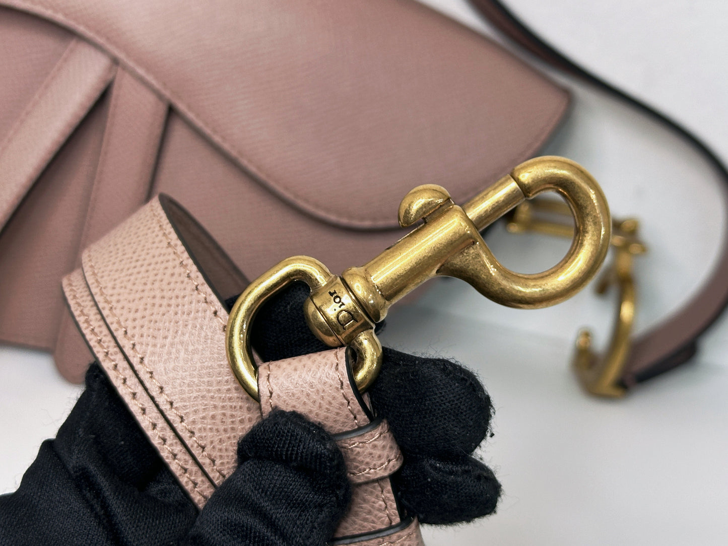 Christian Dior Saddle Bag with Strap Golden Saddle Nude Brush Grained Calfskin 2023 year