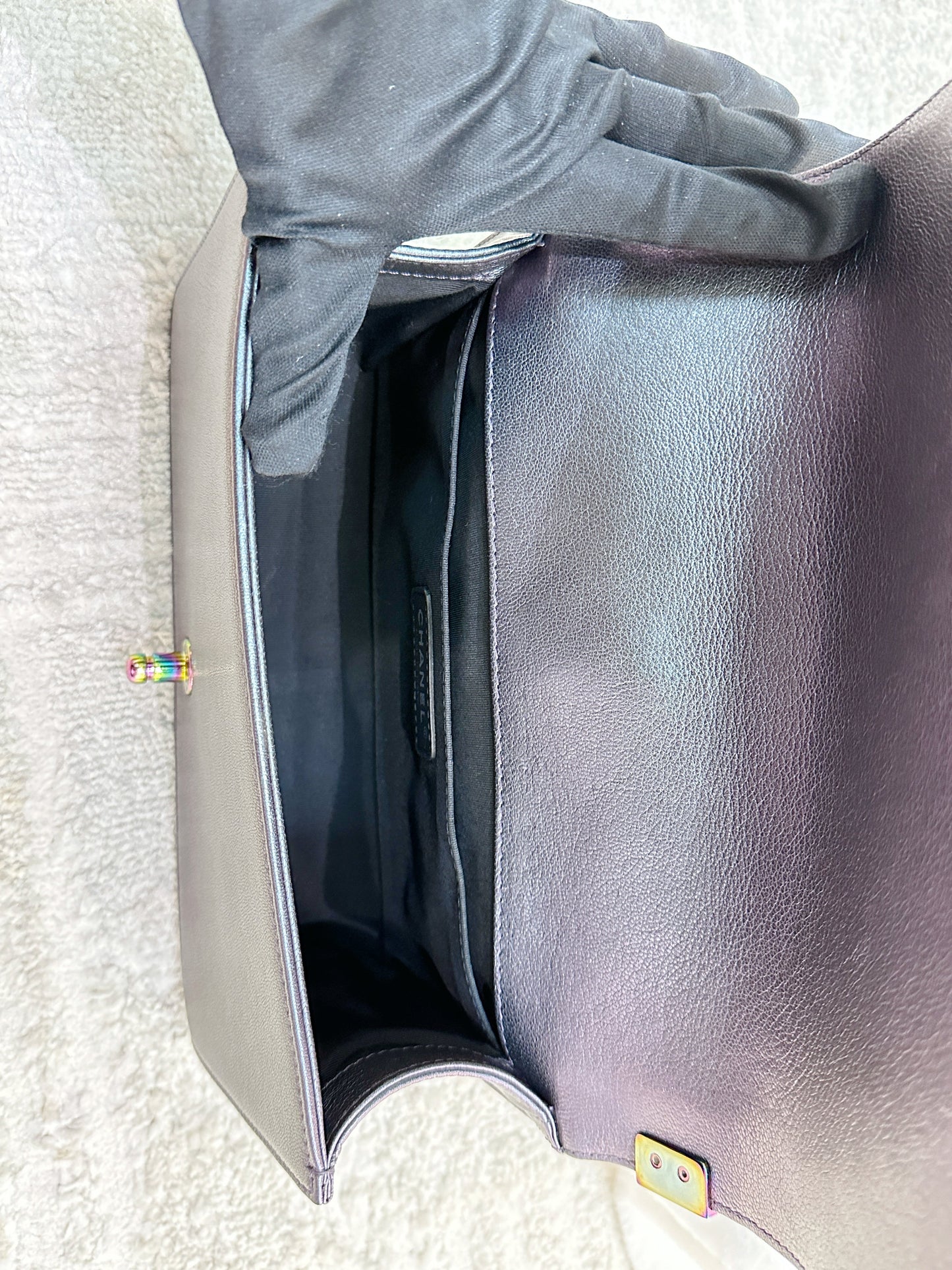 Chanel LeBoy Bag Old Medium Calfskin Purple