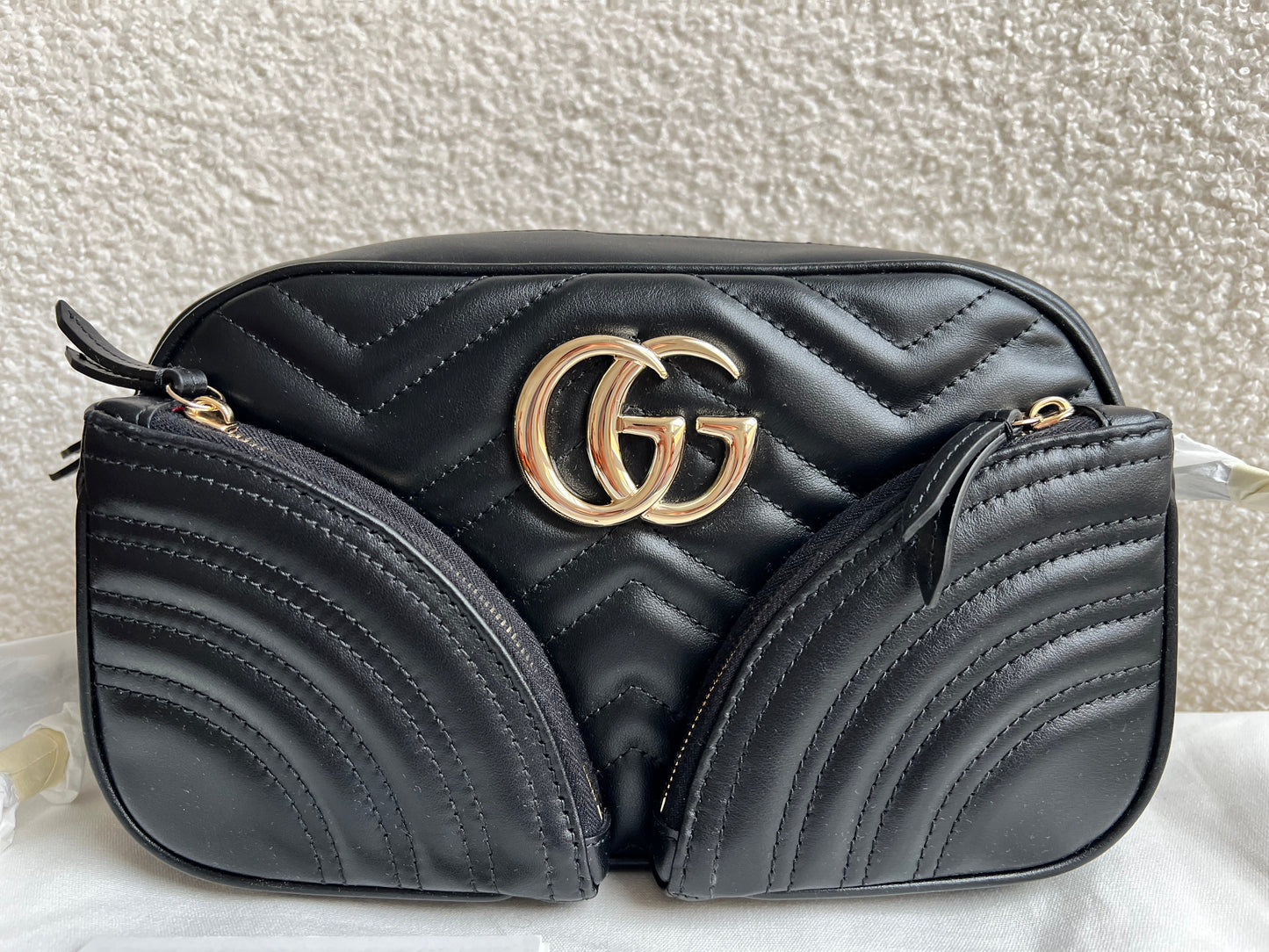 Gucci GG Black Multi Pocket Marmont Shoulder Bag