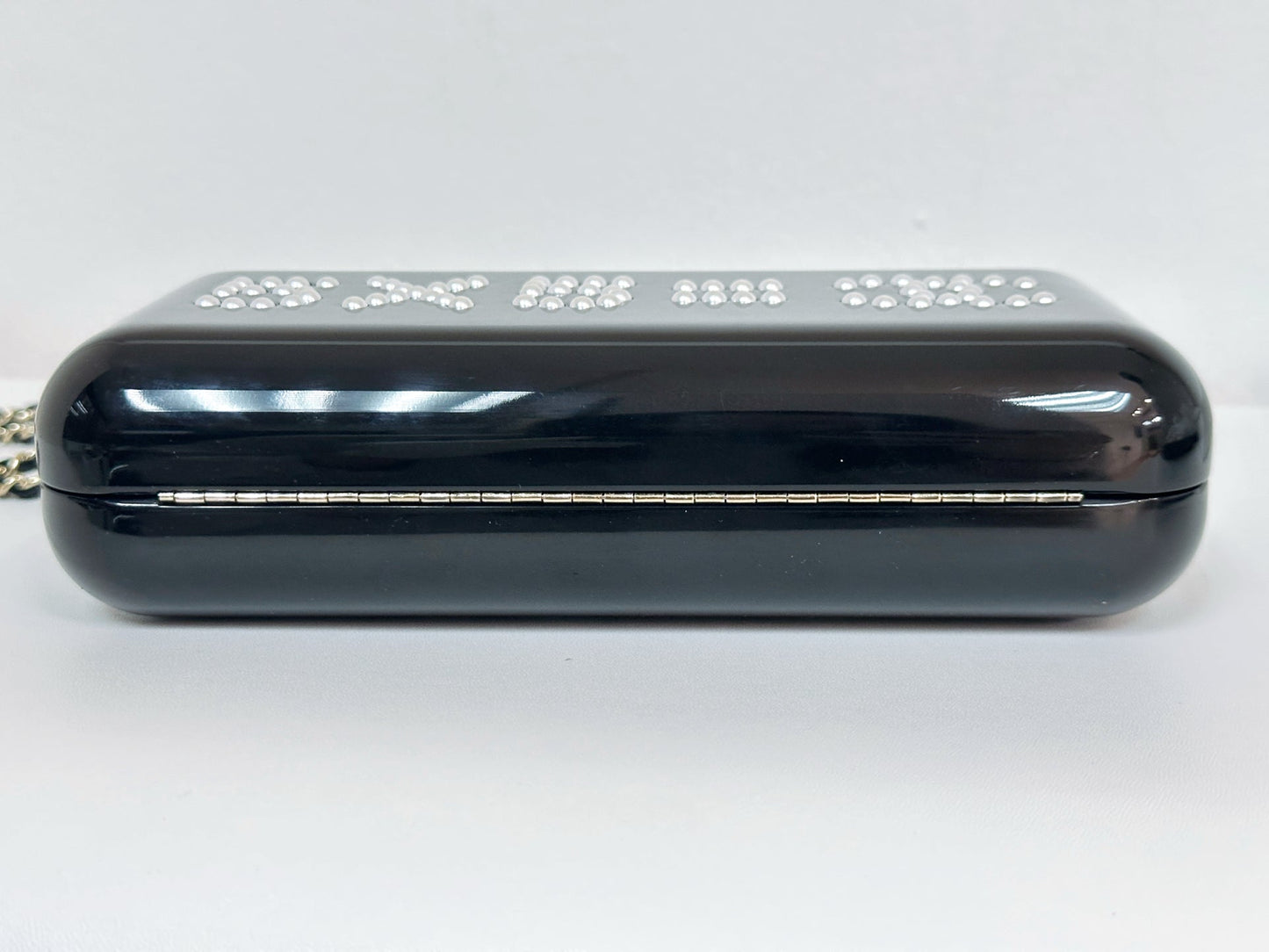 Chanel 2015 Votez Coco Black Pearl Plexiglass Minaudiere Evening Clutch Bag