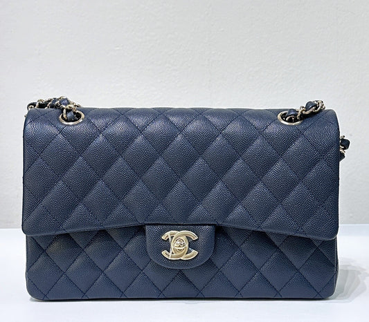 CHANEL Caviar Quilted Medium Double Flap 18B Navy