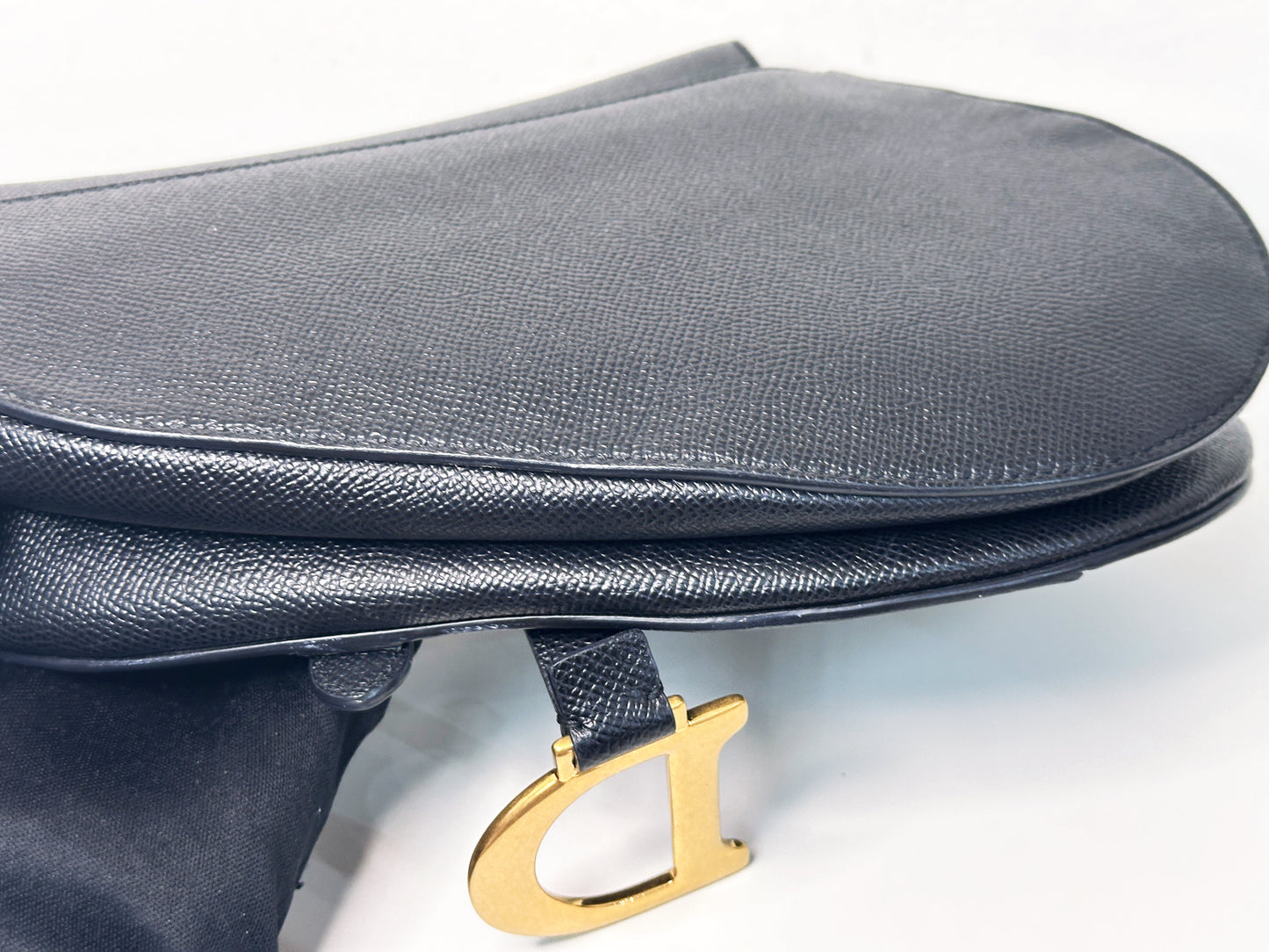 Christian Dior Saddle Bag with Strap Golden Saddle Black Calfskin 2022 year