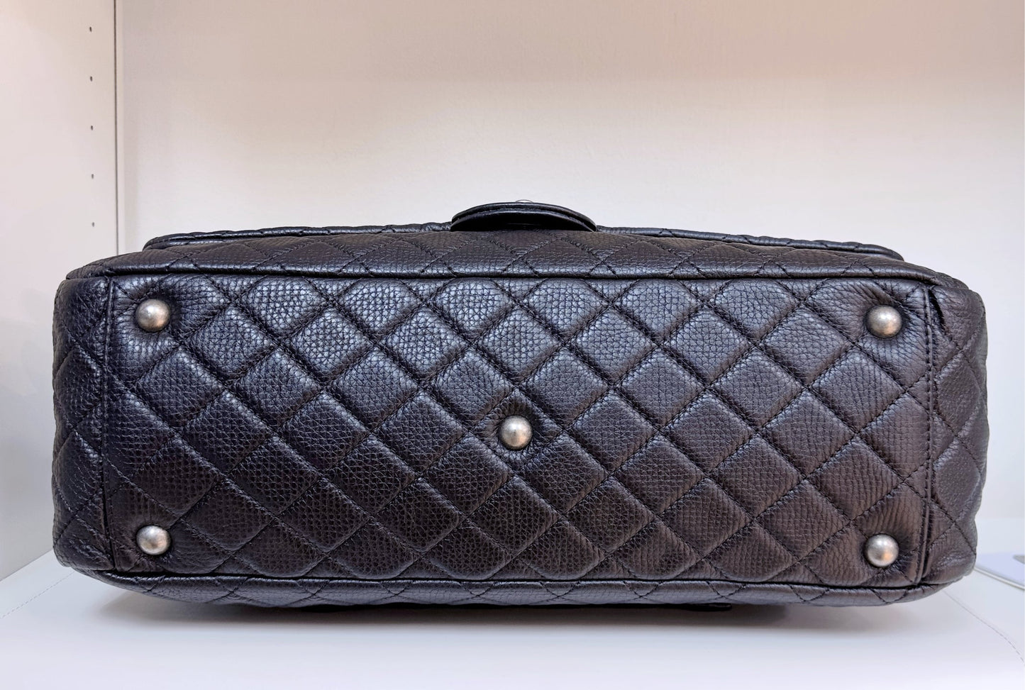 Chanel Calfskin Quilted XXL Travel Flap Bag Black 3038 holo card
