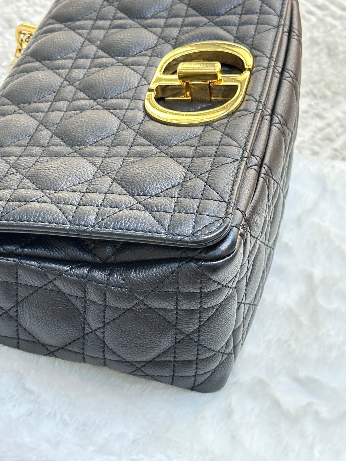 Dior Medium Caro Bag Supple Cannage Calfskin Black GHW