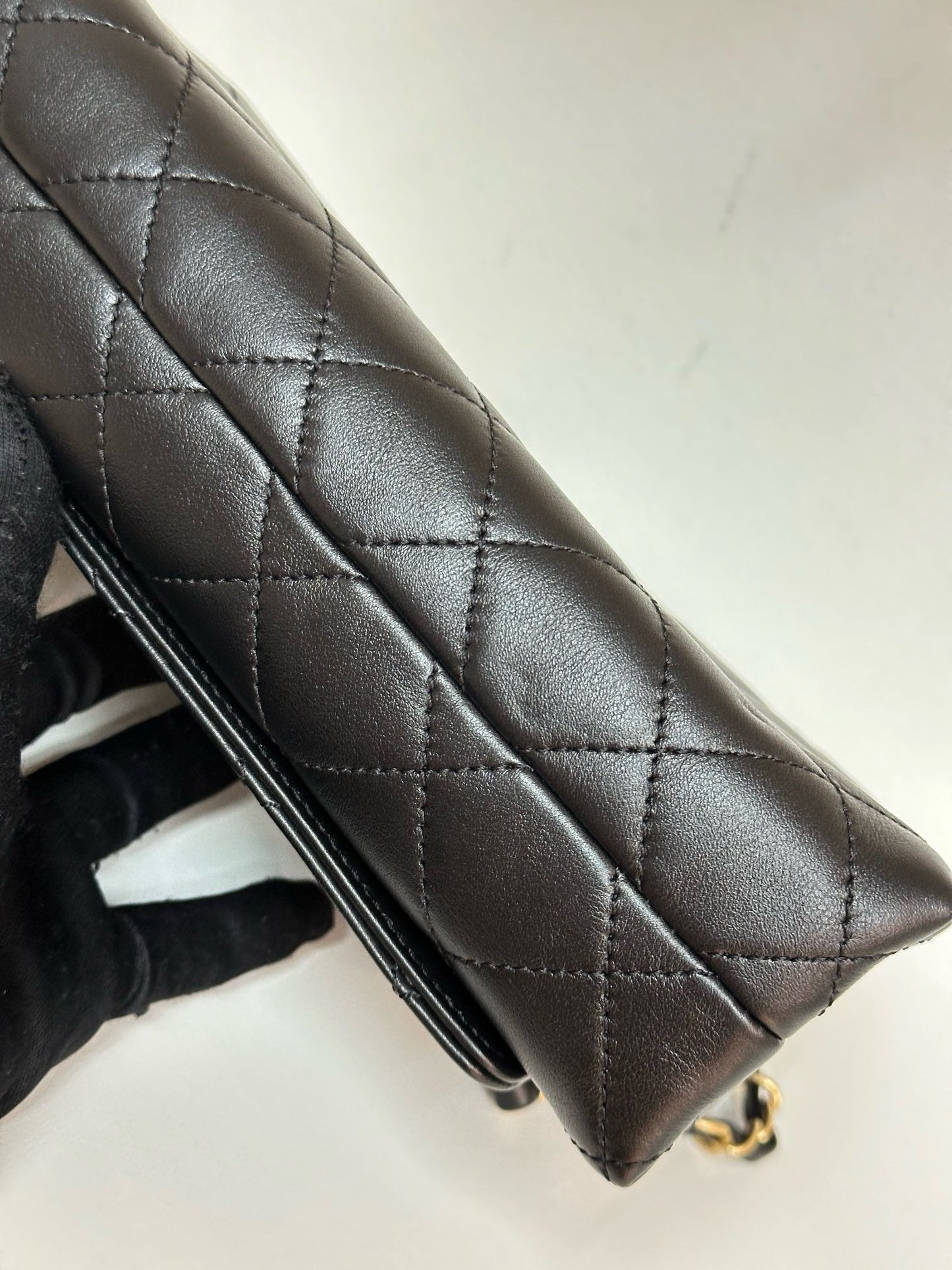 Chanel Calfskin Quilted Small Enchained Flap Black 2955 holo card