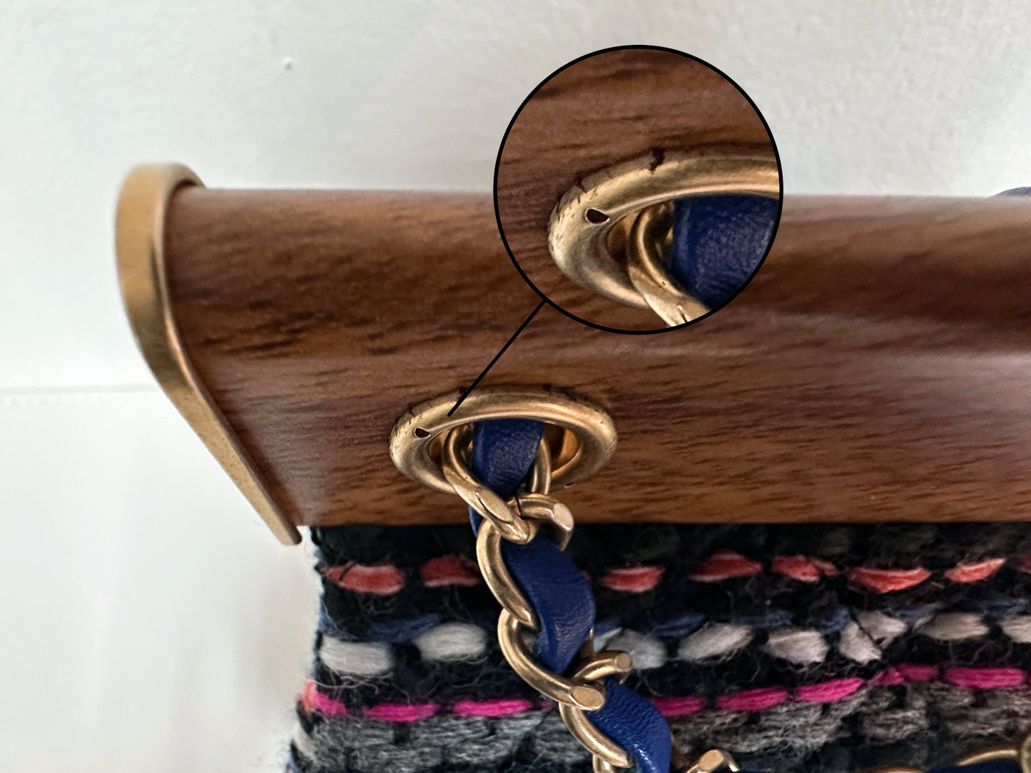 CHANEL Classic Flap Frame Knock on the Wood Tweed Shoulder Bag 2018 holo 2666