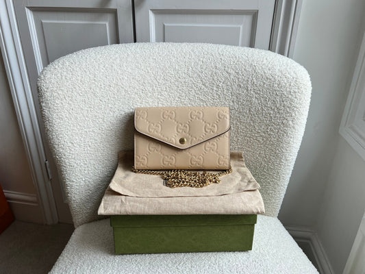Gucci GG Natural Embossed Chain Wallet (RRP £985)