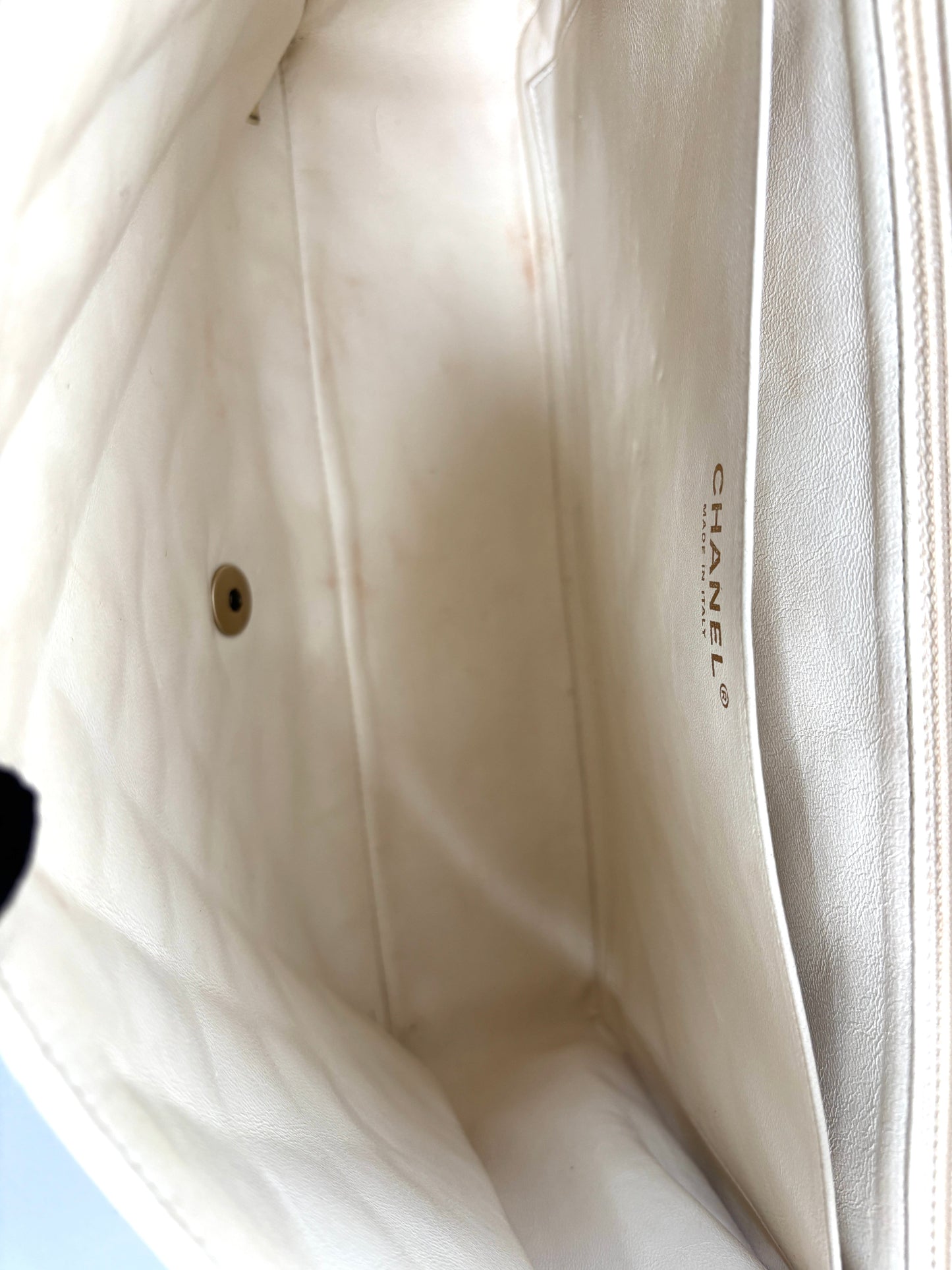 Chanel Classic Maxi Cream Calfskin Shoulder Flap Bag - Preloved