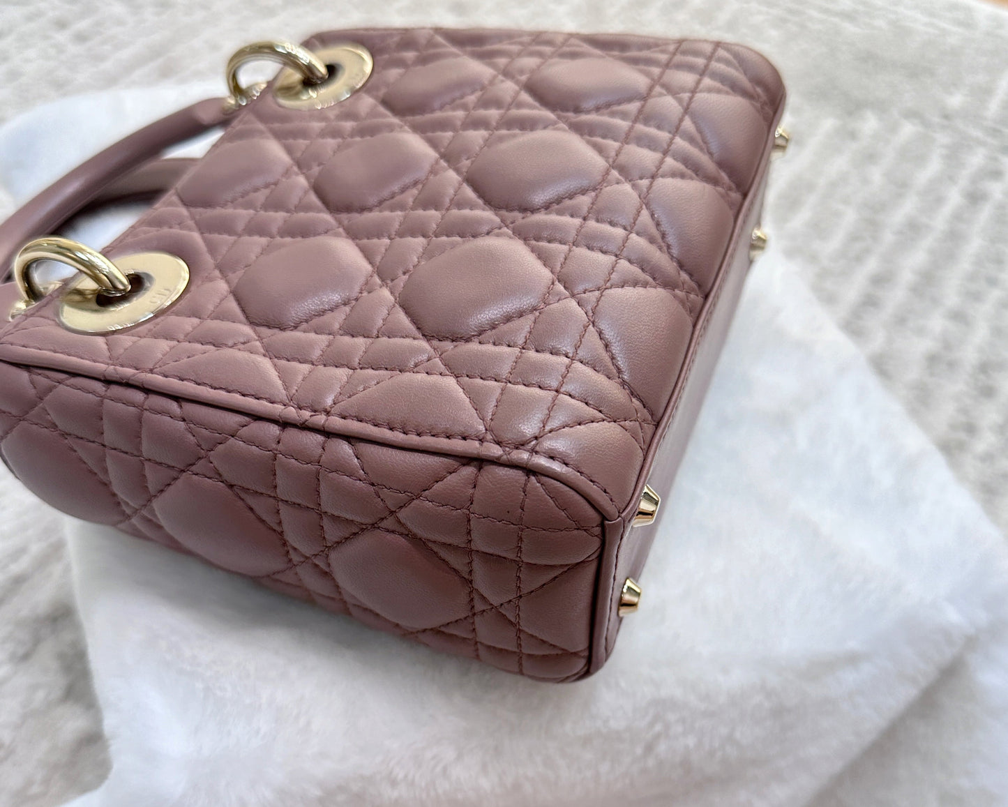 Mini Lady Dior Bag Blush Cannage Lambskin